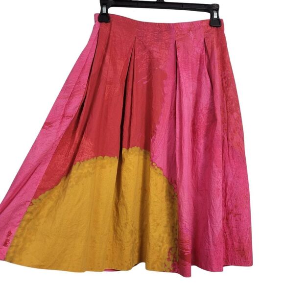 Piazza Sempione Circle A-line Skirt Sz 38‎ US 2 Pink Watercolor Snap Front Artsy - Picture 2 of 7